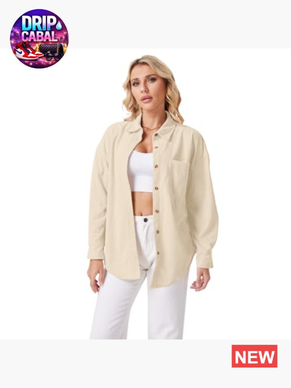 Oversized Long Sleeve Corduroy Button Down Shirt Jacket Blouse Fall Top - Picture 2 of 7